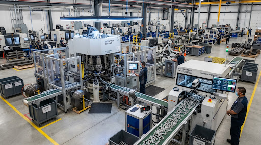Multi-Station Cold Heading and 5-Axis Precision CNC Machining Bay